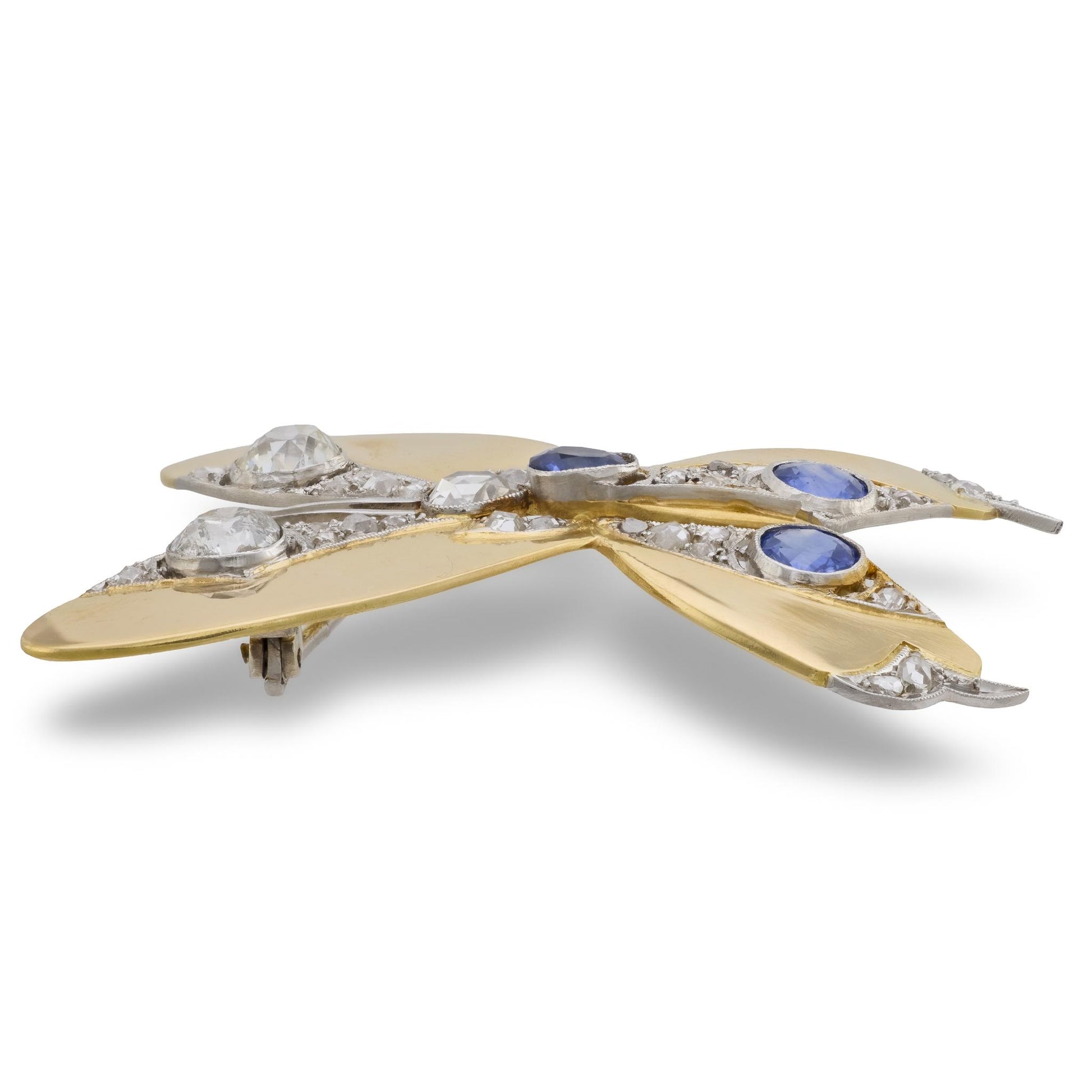 Art Nouveau 18k/Platinum Sapphire & Diamond Butterfly Pin/Pendant