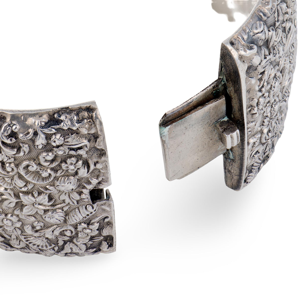 Victorian Sterling Silver Repoussé Bangle