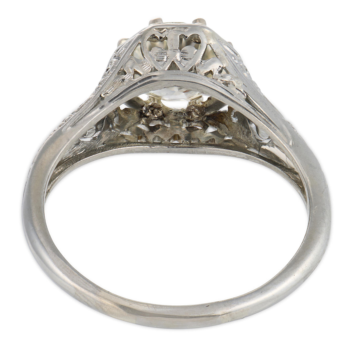 Art Deco 18k Diamond Engagement Ring 1.18ct
