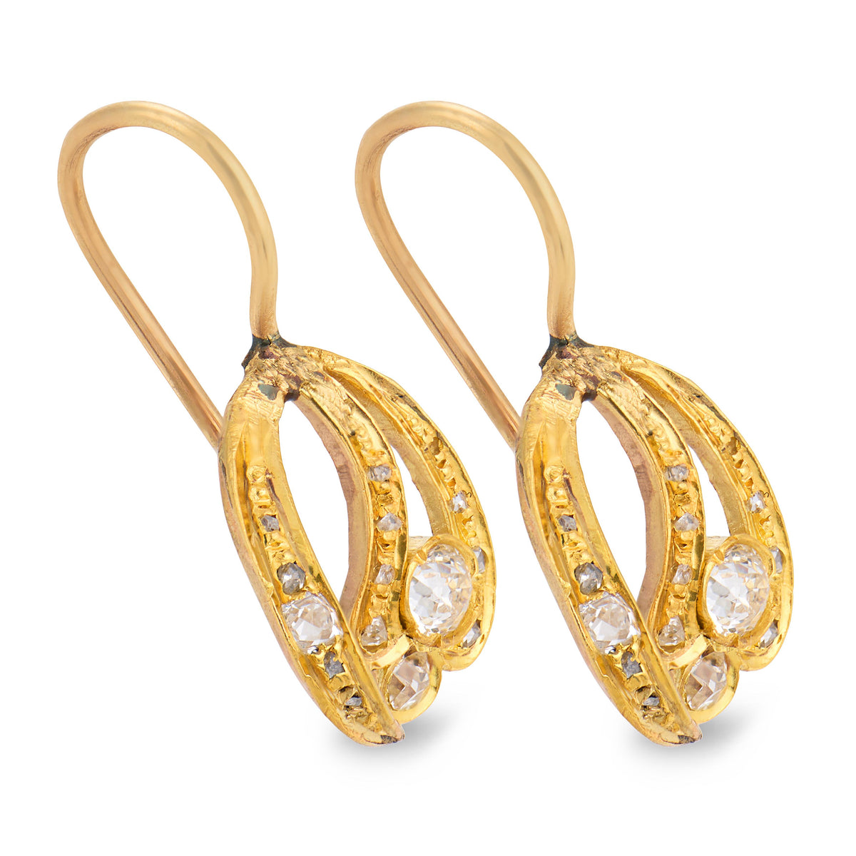 Edwardian 14k Diamond Knot-Motif Earrings