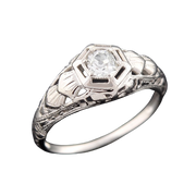 Art Deco 14kt Diamond Engagement Ring .26ct