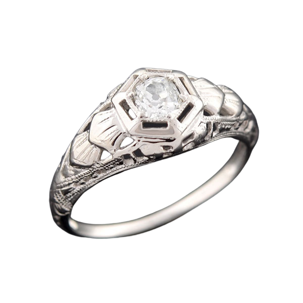 Art Deco 14kt Diamond Engagement Ring .26ct