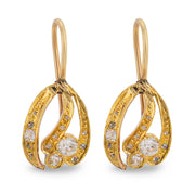 Edwardian 14k Diamond Knot-Motif Earrings