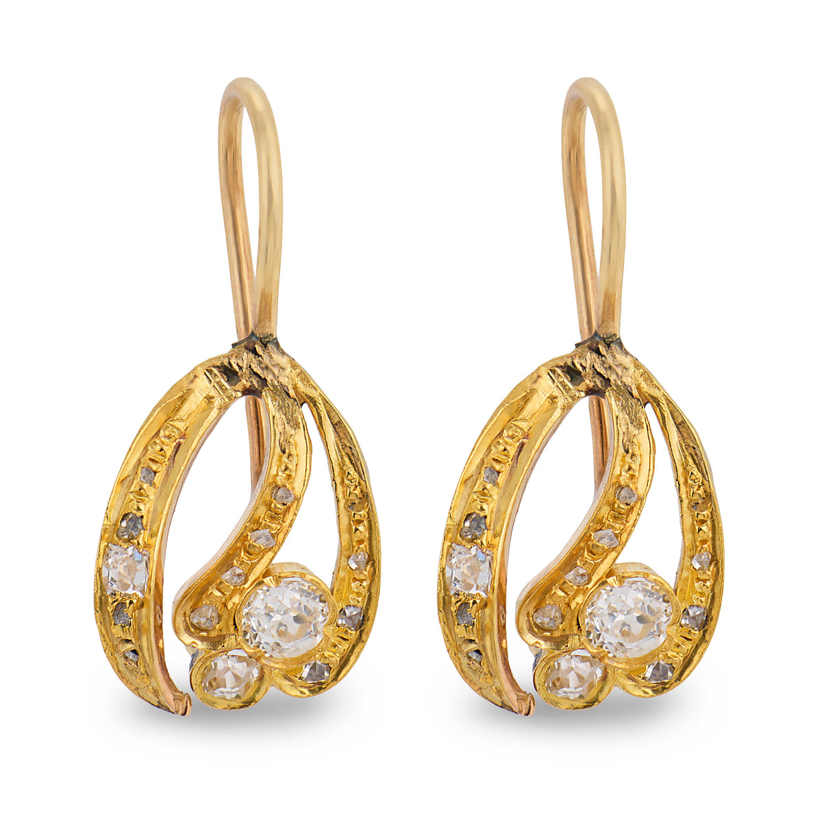 Edwardian 14k Diamond Knot-Motif Earrings
