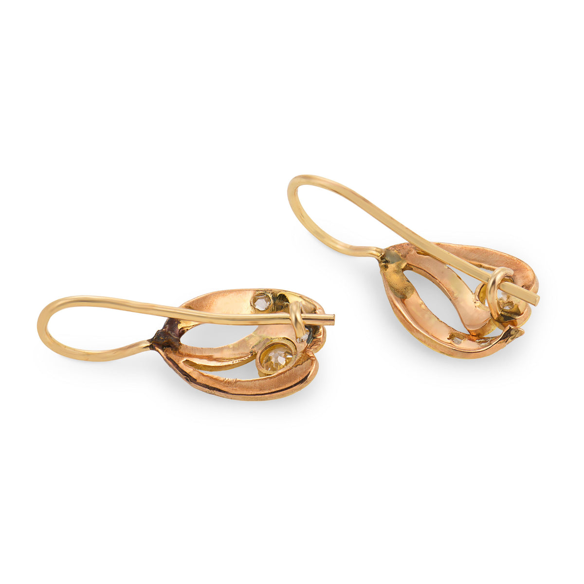Edwardian 14k Diamond Knot-Motif Earrings