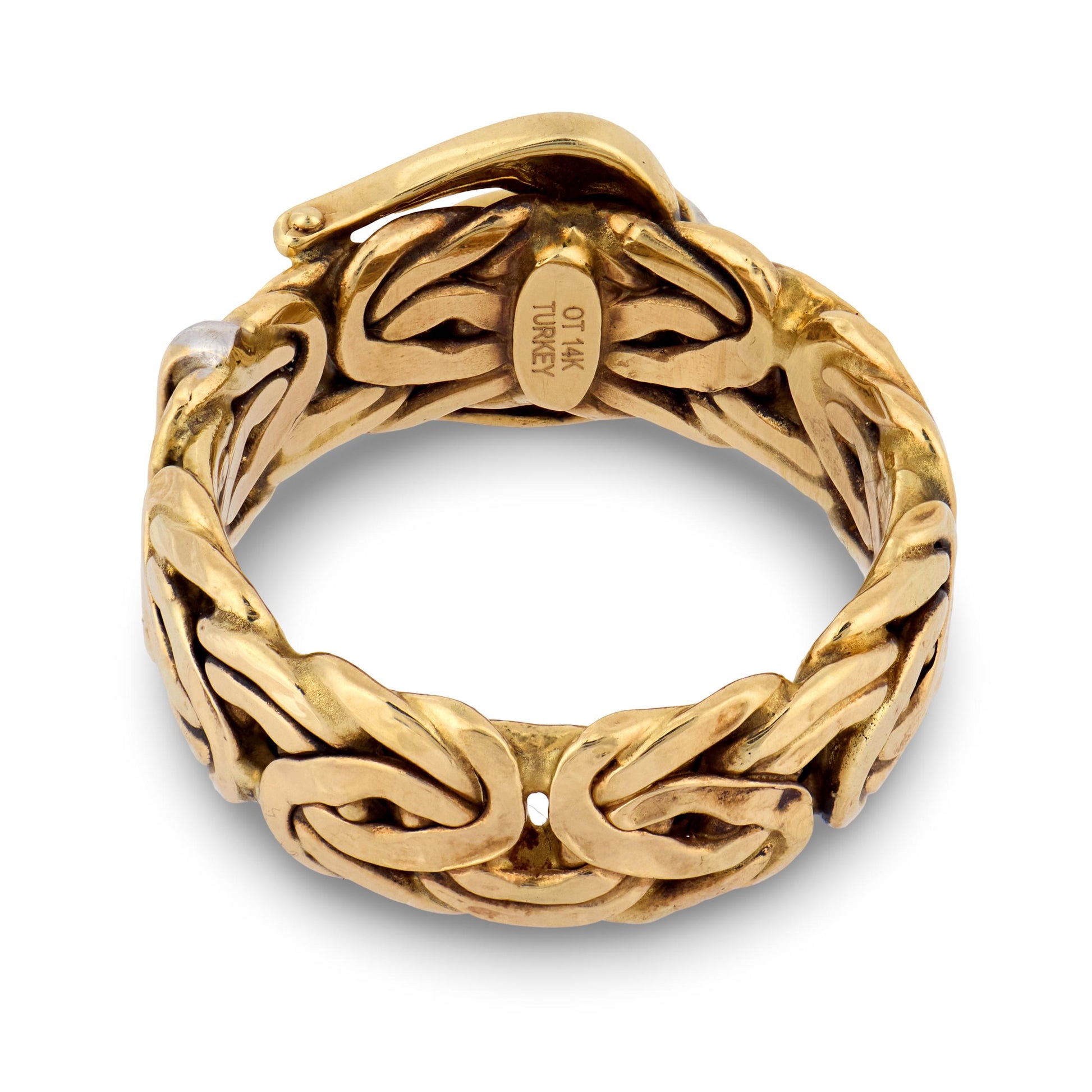 Estate Turkish 14k Diamond Buckle Ring