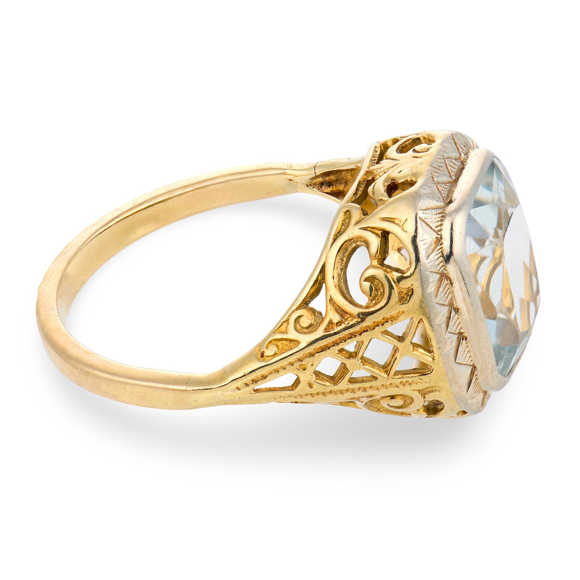 Art Deco 14k/Platinum Aqua Ring