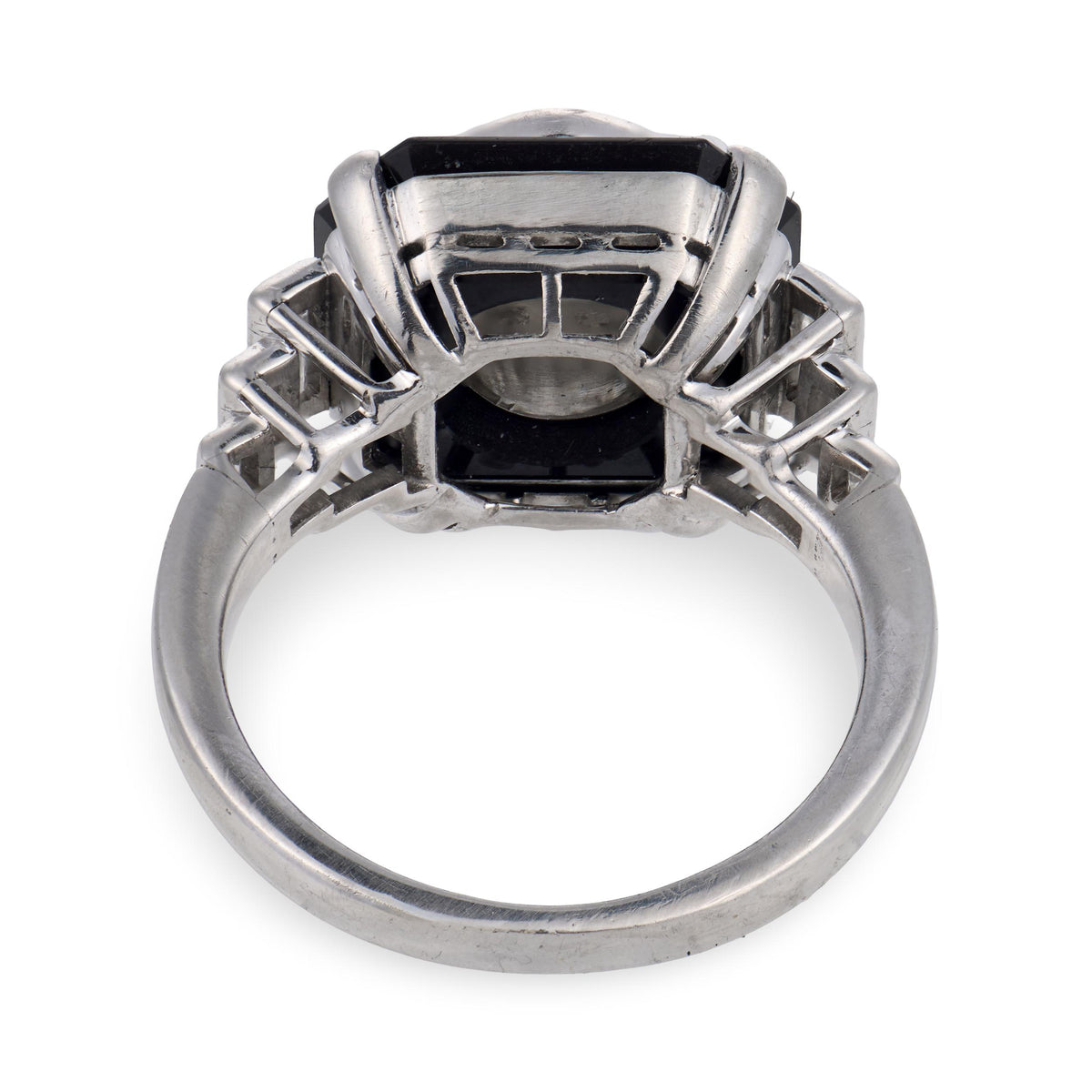 Art Deco Platinum Diamond & Onyx Engagement Ring 1.70ct