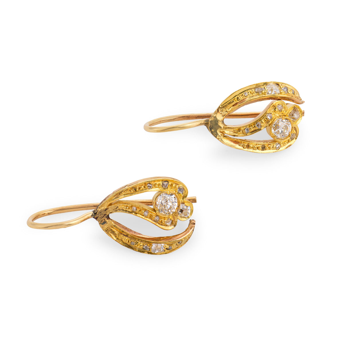 Edwardian 14k Diamond Knot-Motif Earrings