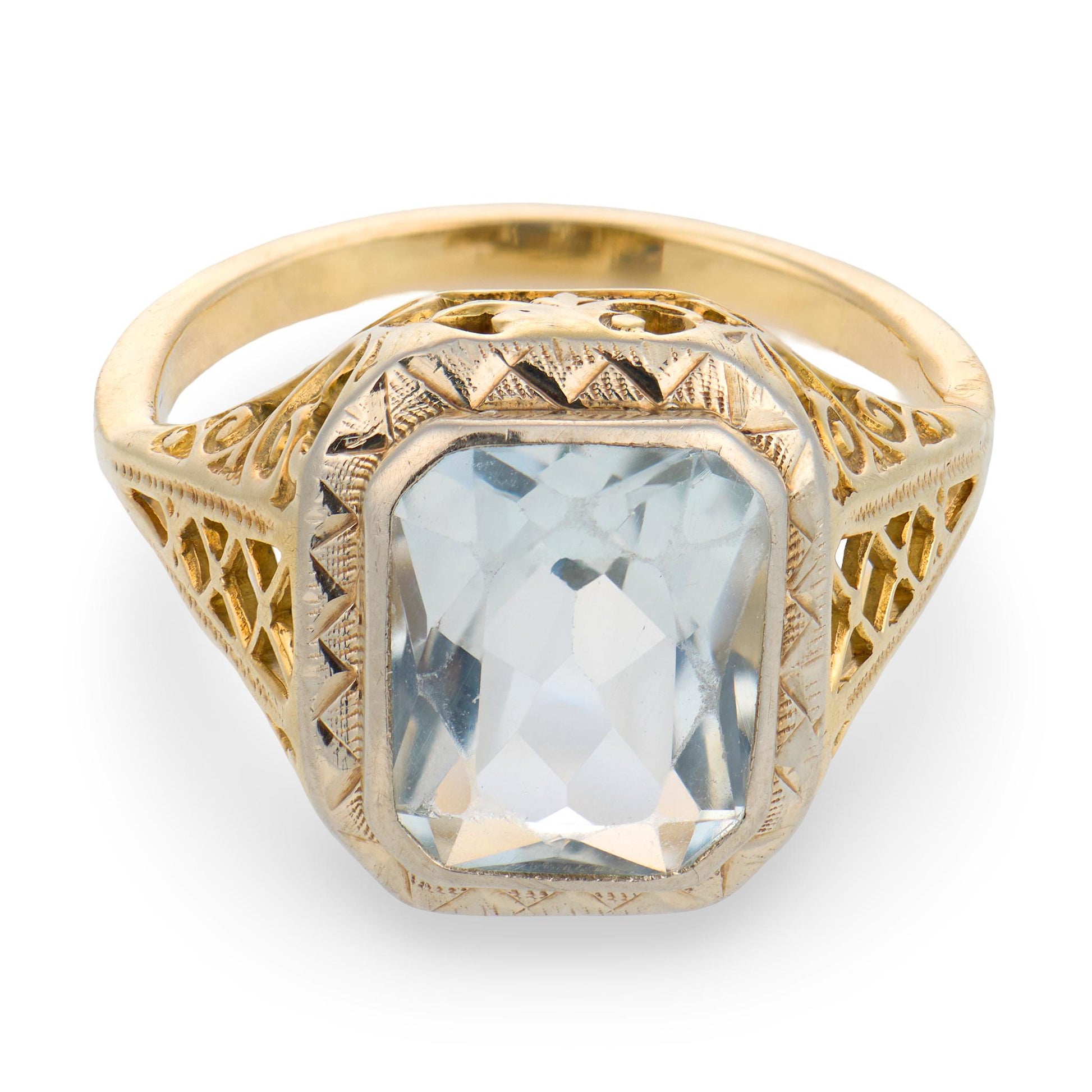 Art Deco 14k/Platinum Aqua Ring