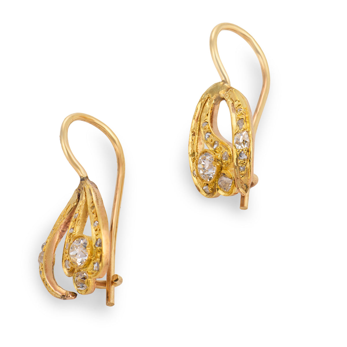 Edwardian 14k Diamond Knot-Motif Earrings