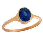 Victorian 14k GIA Sapphire Solitaire Ring