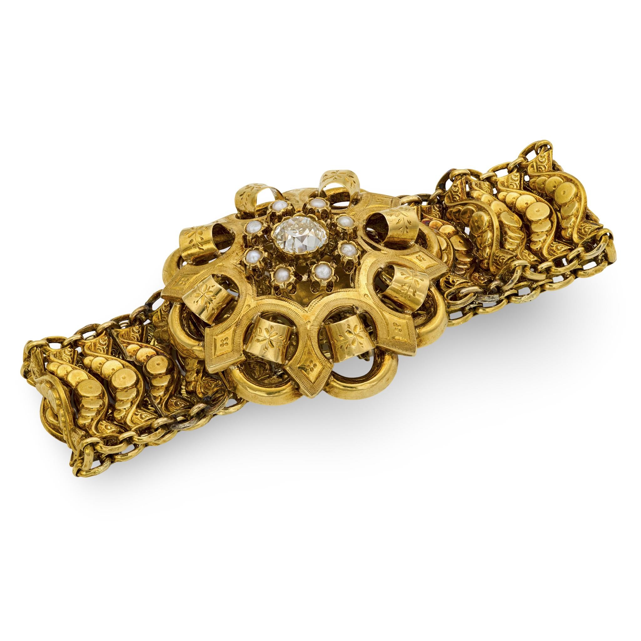 Victorian French 18k Diamond Bracelet