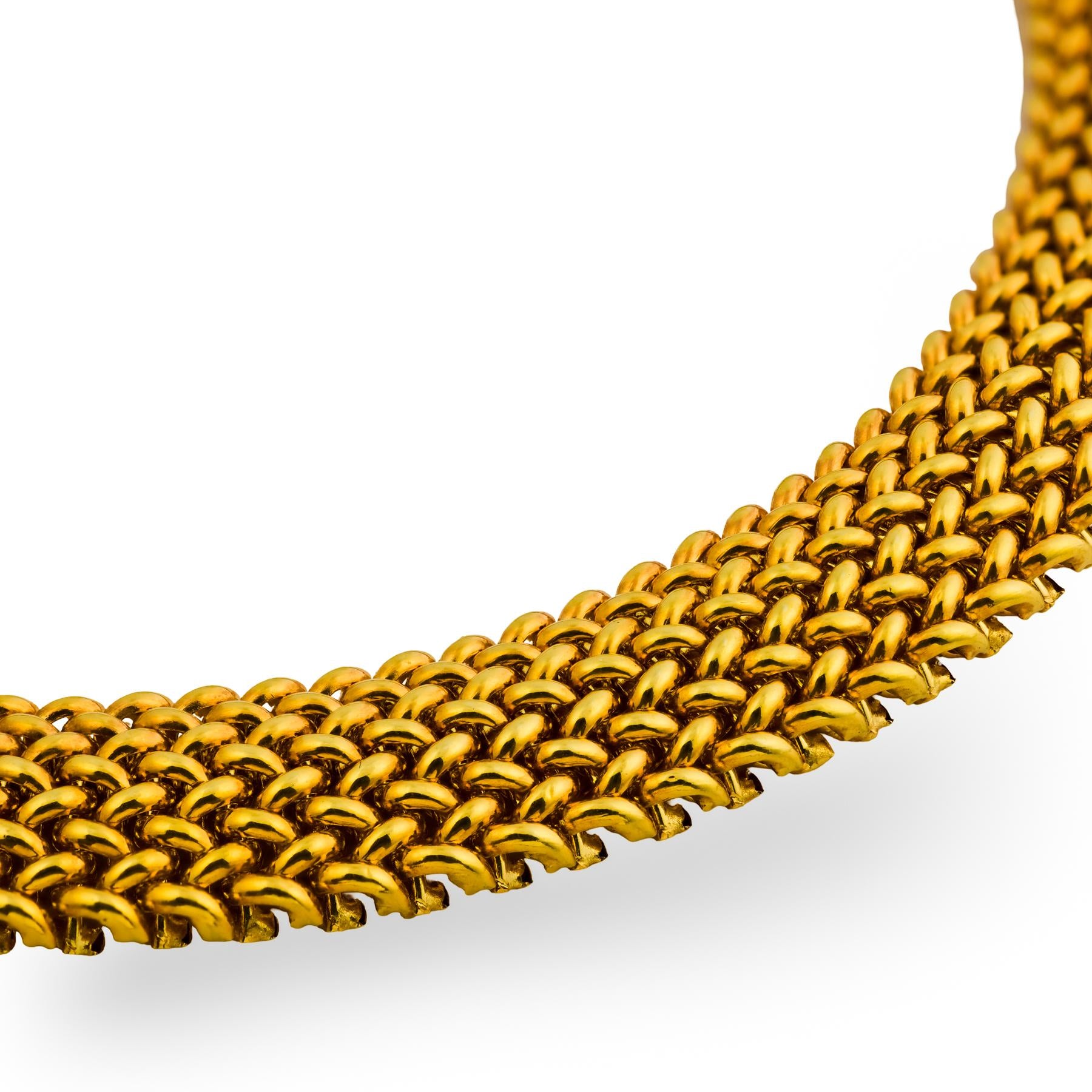 UNO A ERRE Estate Italian 14k Mesh Collar Necklace