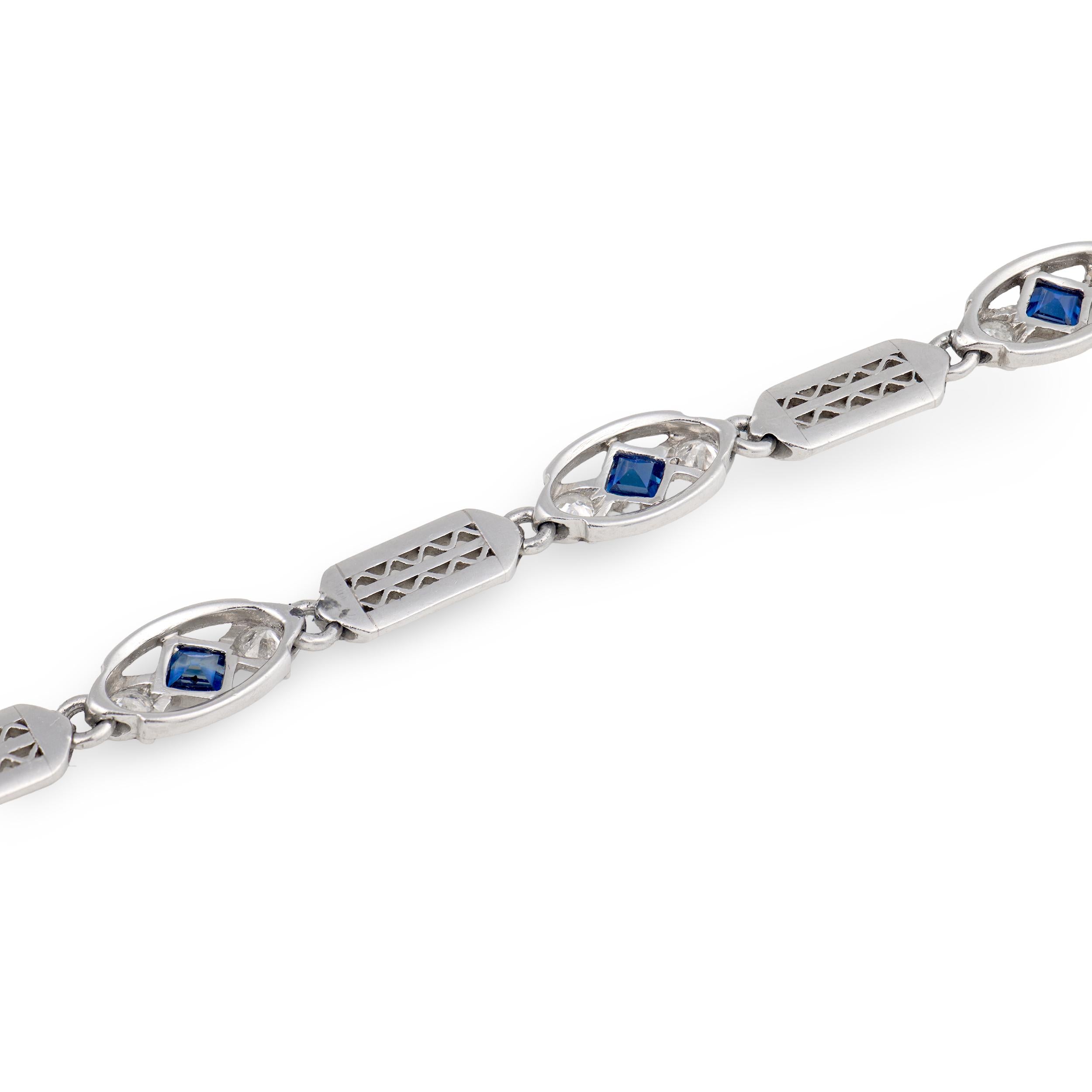 TIFFANY & CO. Art Deco Platinum Sapphire & Diamond Line Bracelet