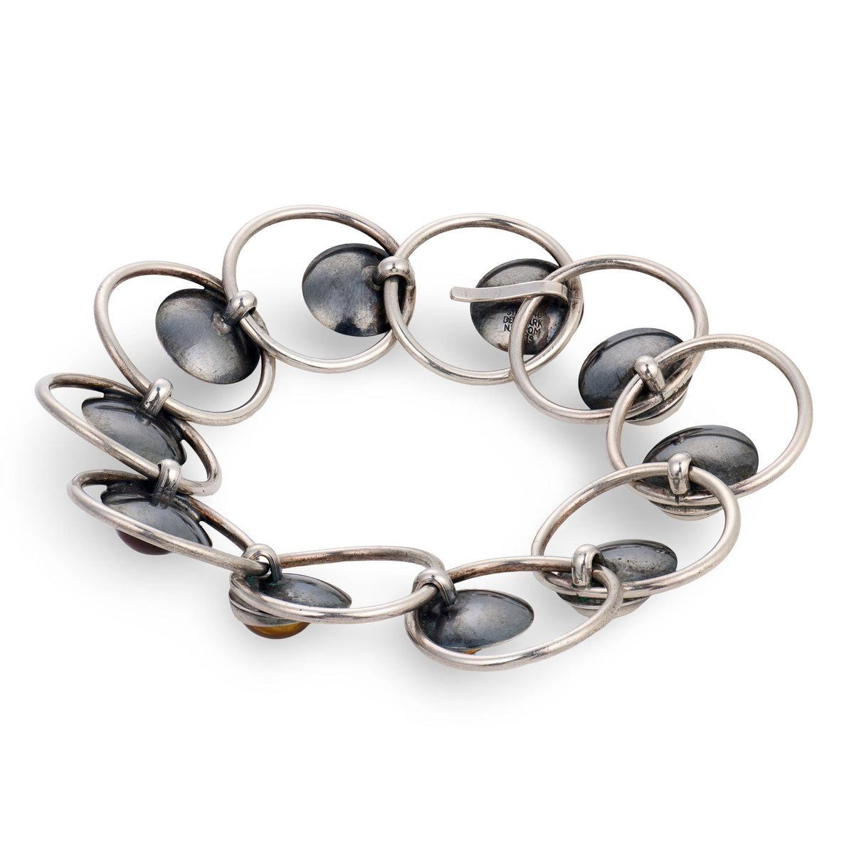 N.E. FROM Vintage Danish Sterling Silver Amber Link Bracelet