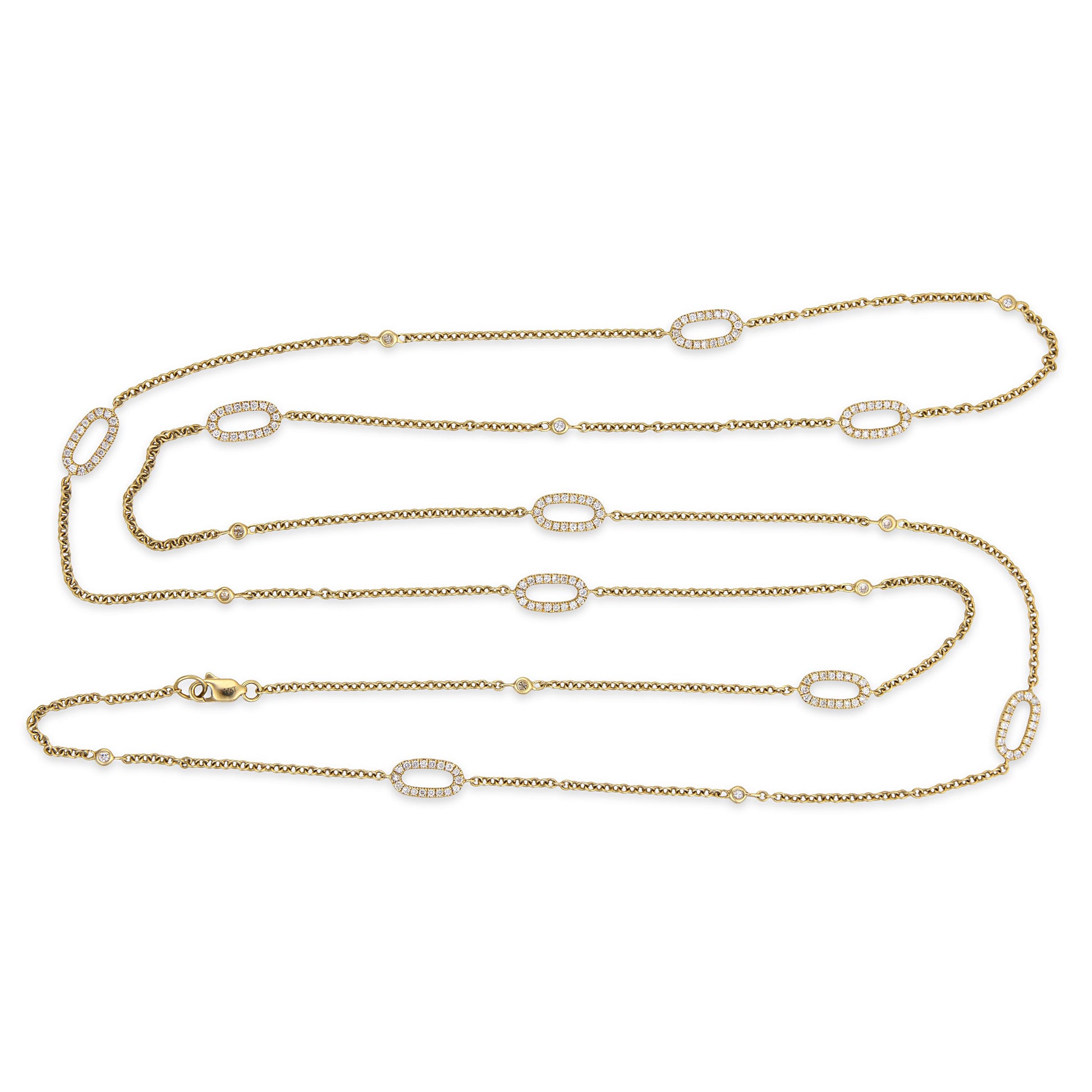 Estate 14k Diamond Link Necklace 36"