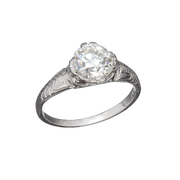 Art Deco Platinum Mine Cut Diamond Engagement Ring 1.55ct