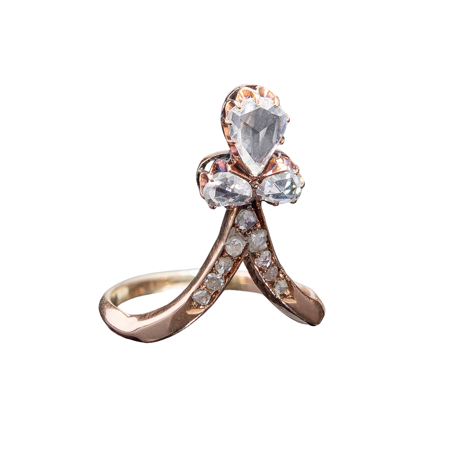 Victorian 14k Rose Cut Diamond Tiara Ring 0.60ct