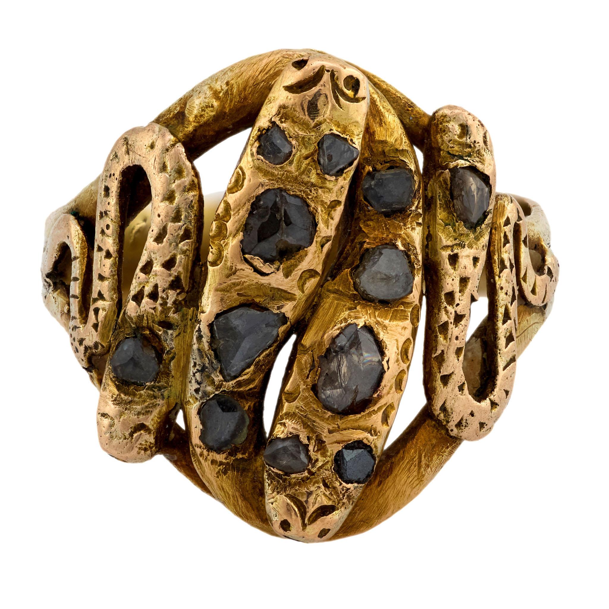 Victorian 14k Diamond Snake Ring