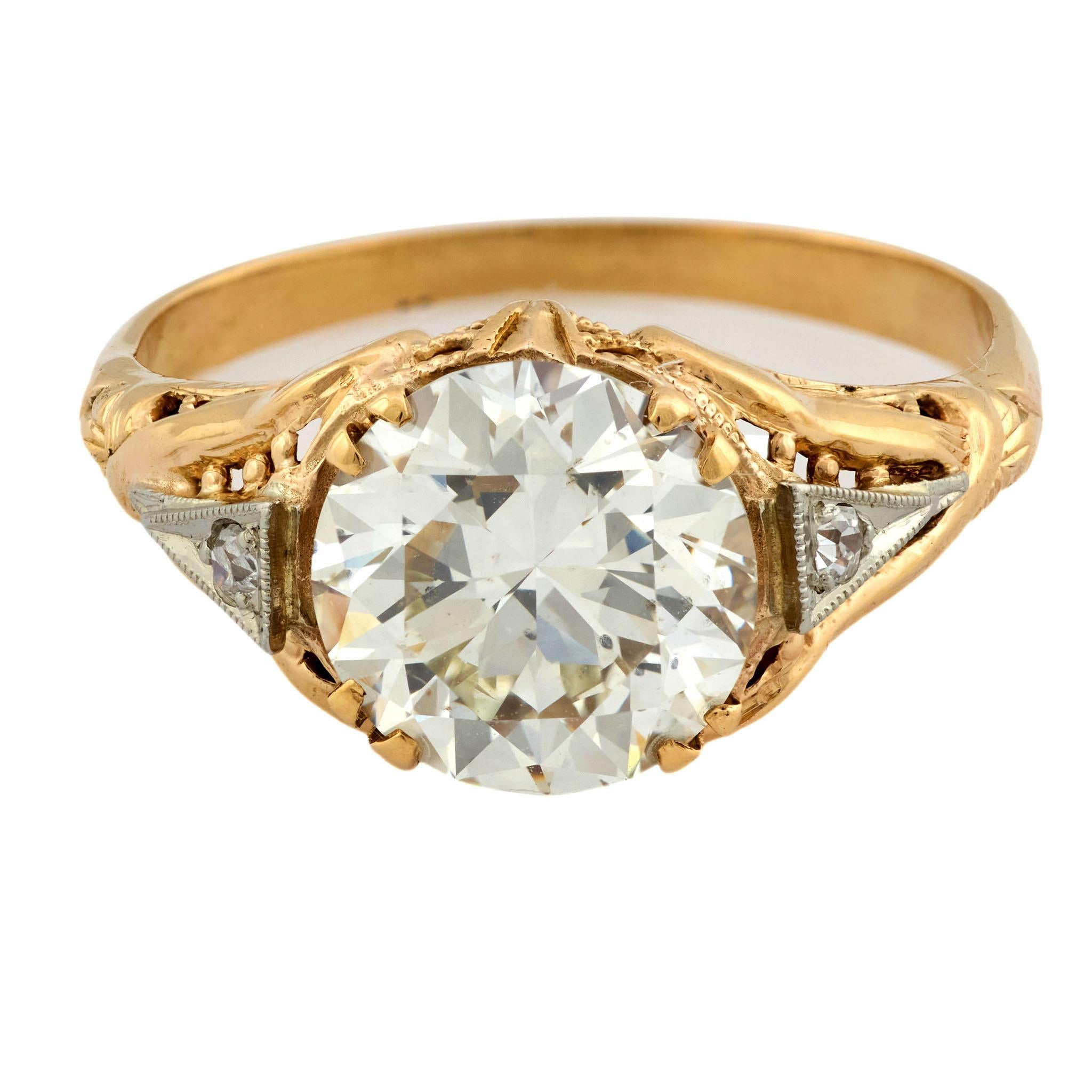 Art Deco 14k/Platinum Diamond Engagement Ring 2.27ct