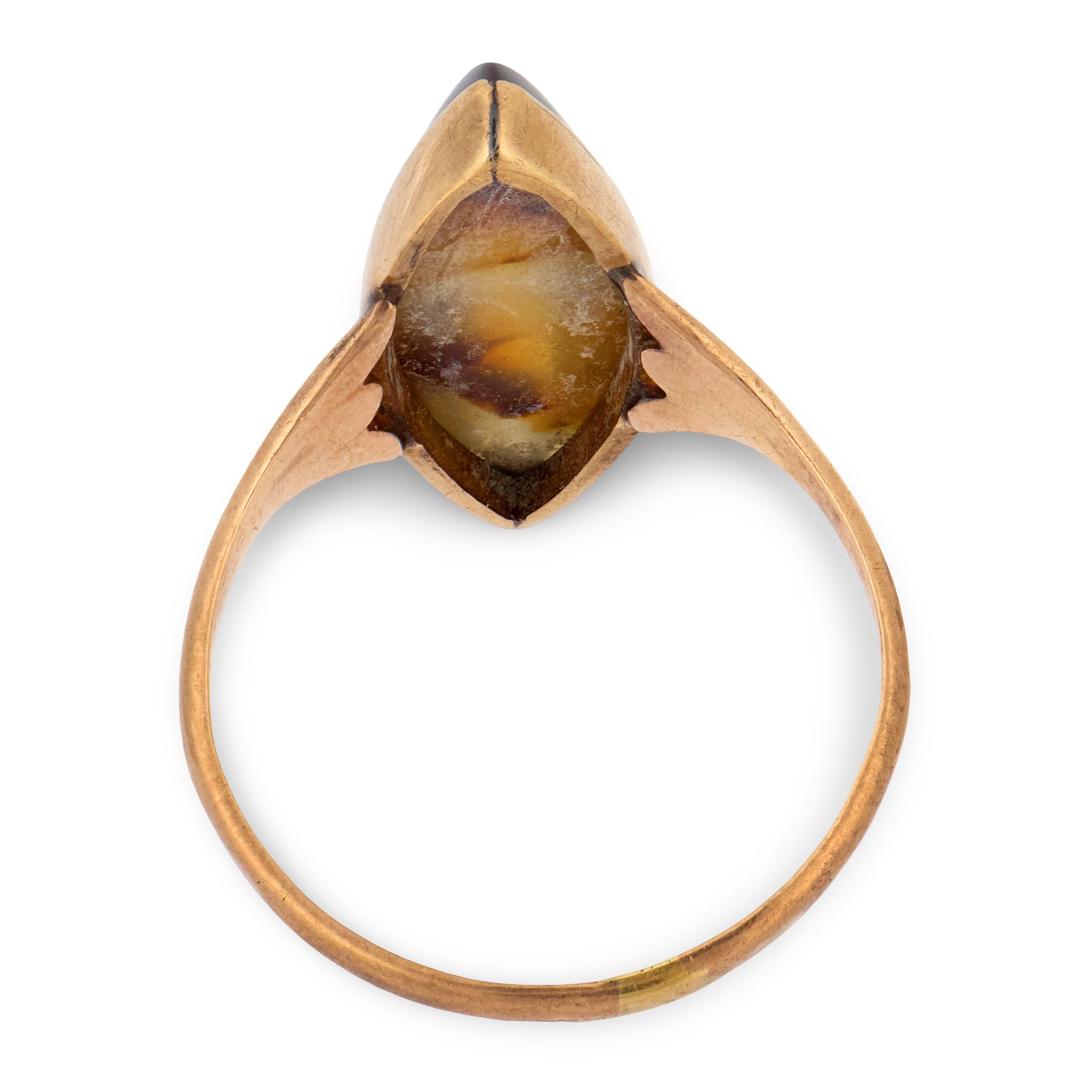 Victorian 9k Agate Navette Ring