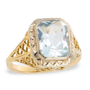 Art Deco 14k/Platinum Aqua Ring