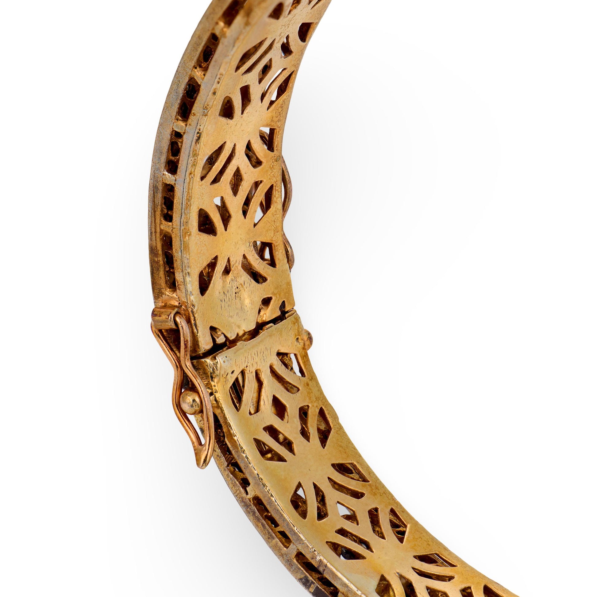 Estate Silver Gilt Diamond Bangle Bracelet