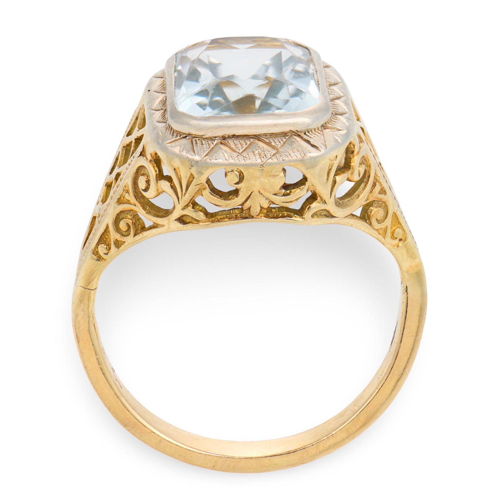 Art Deco 14k/Platinum Aqua Ring