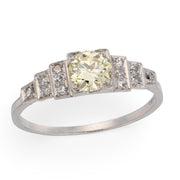 EMPIRE Art Deco Platinum Diamond Engagement Ring .65ct