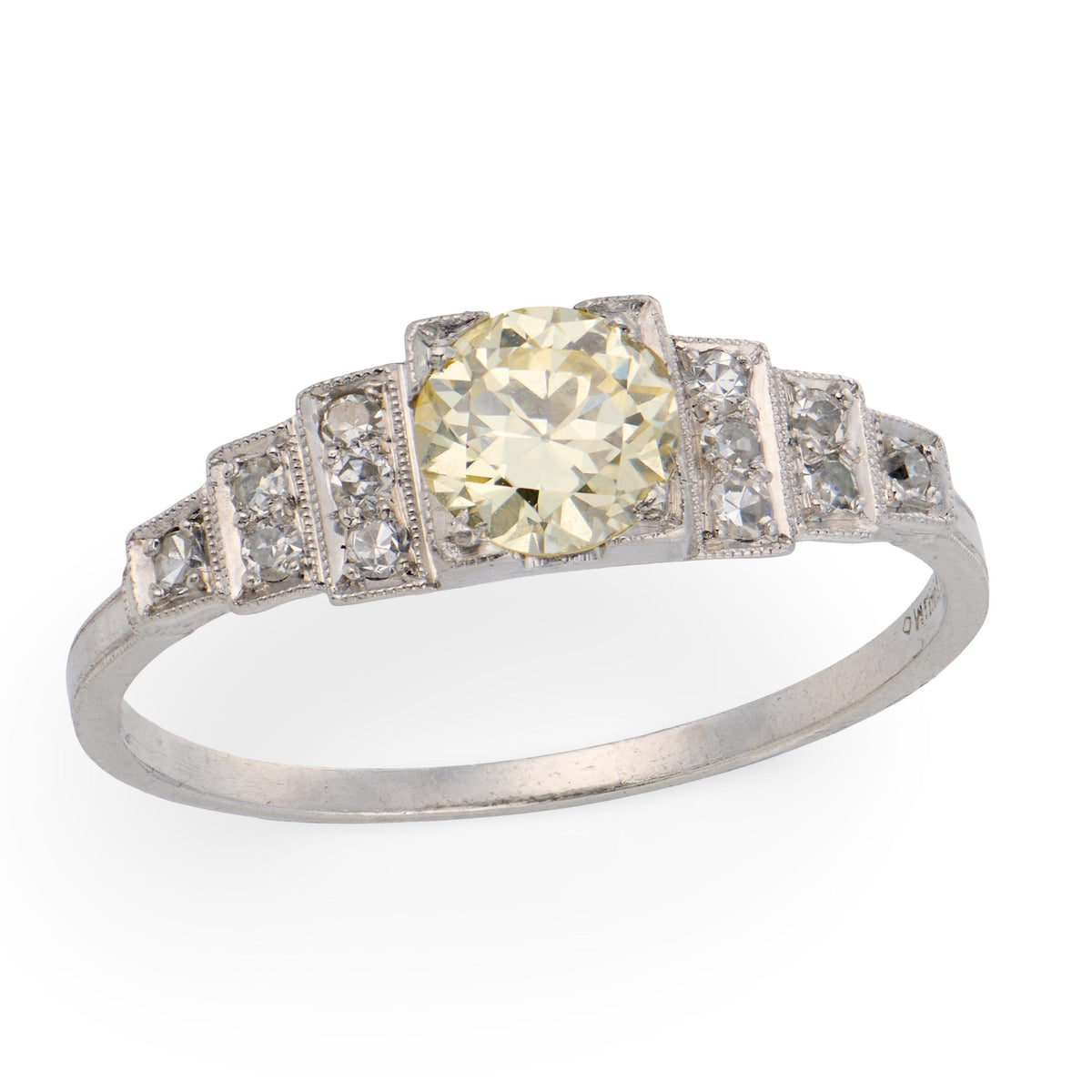 EMPIRE Art Deco Platinum Diamond Engagement Ring .65ct
