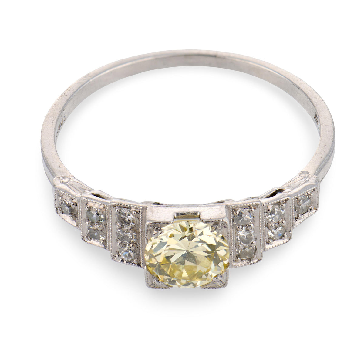 EMPIRE Art Deco Platinum Diamond Engagement Ring .65ct