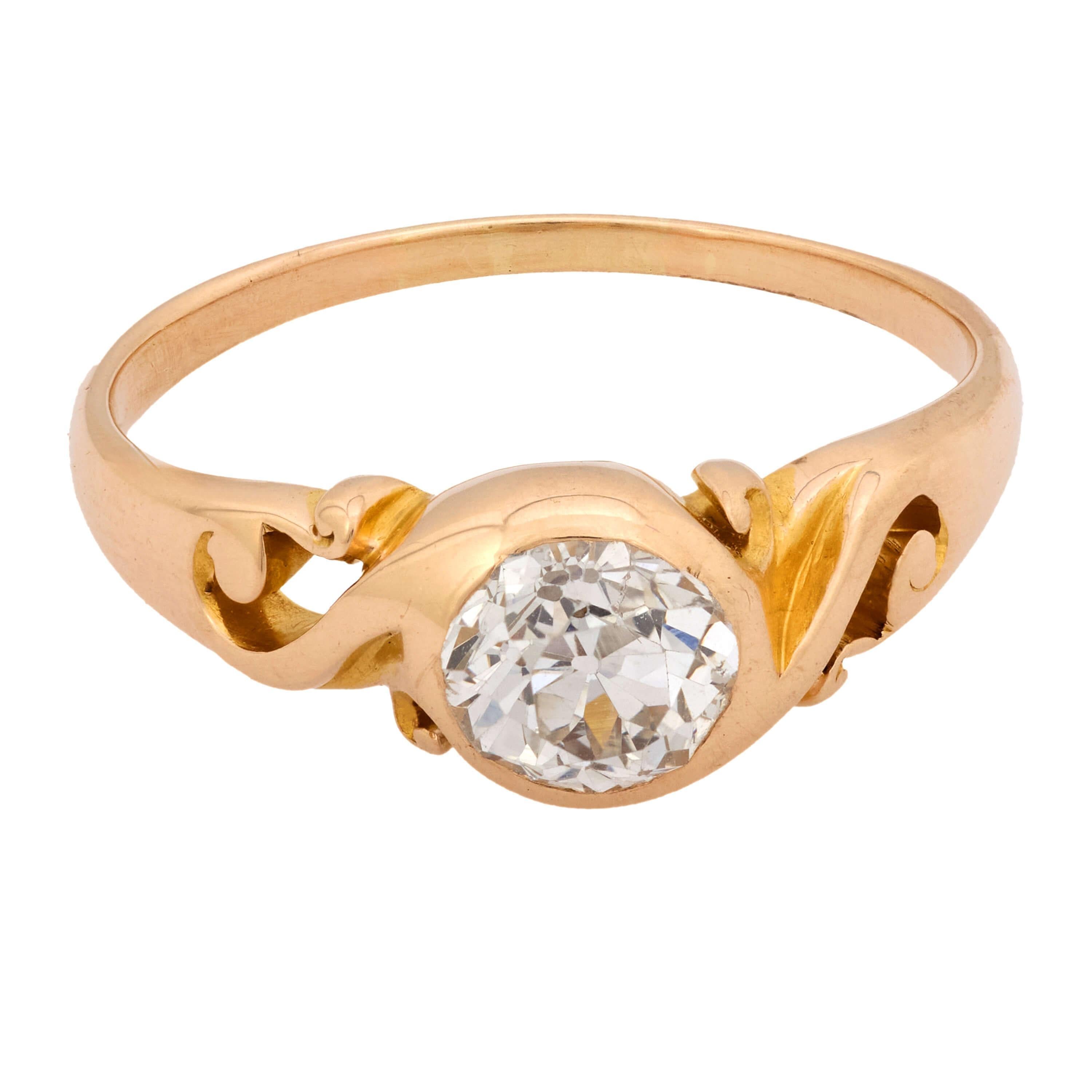 Edwardian 18k Diamond Engagement Ring .90ct
