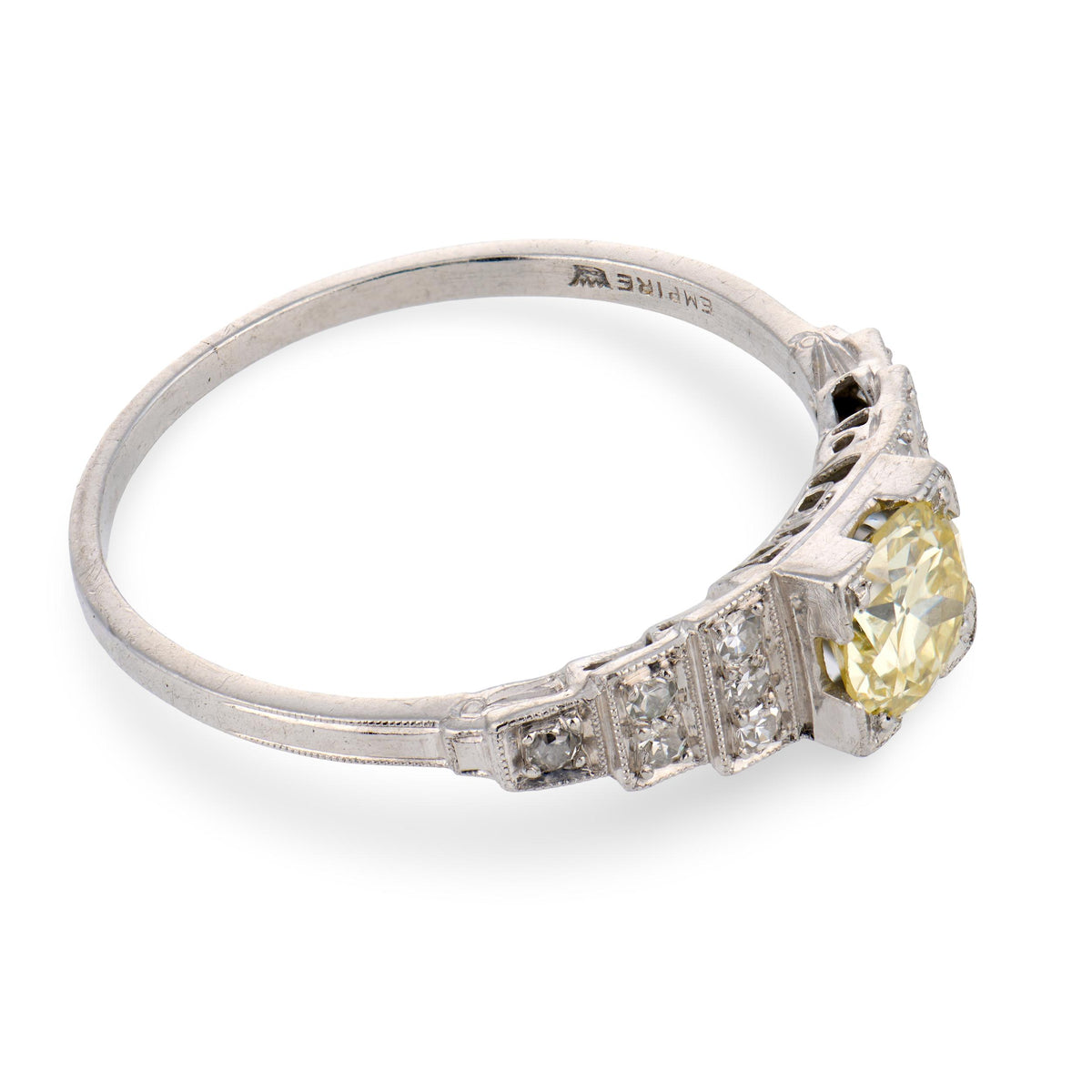 EMPIRE Art Deco Platinum Diamond Engagement Ring .65ct