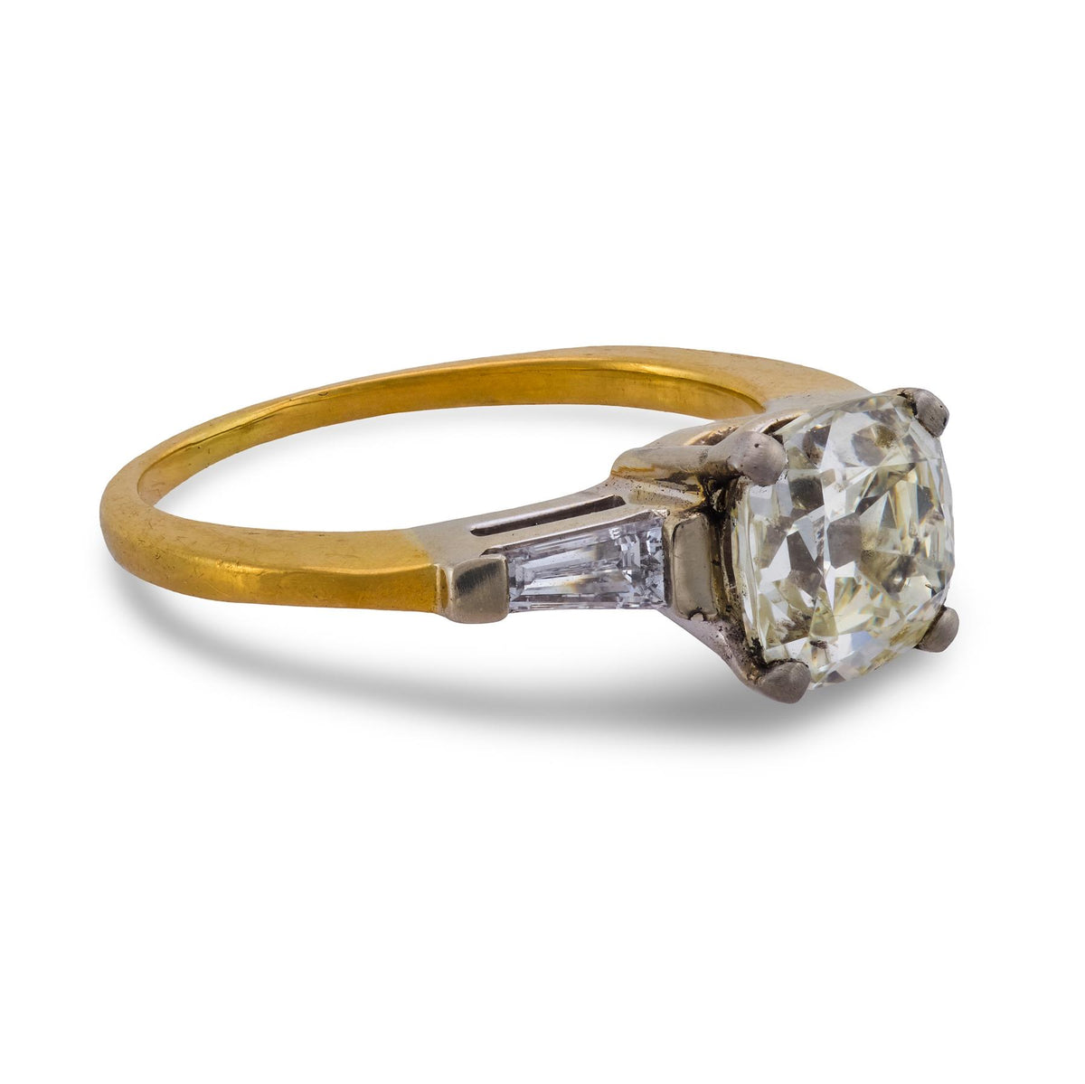 Art Deco 18k/Platinum GIA Diamond Engagement Ring 2.01ct