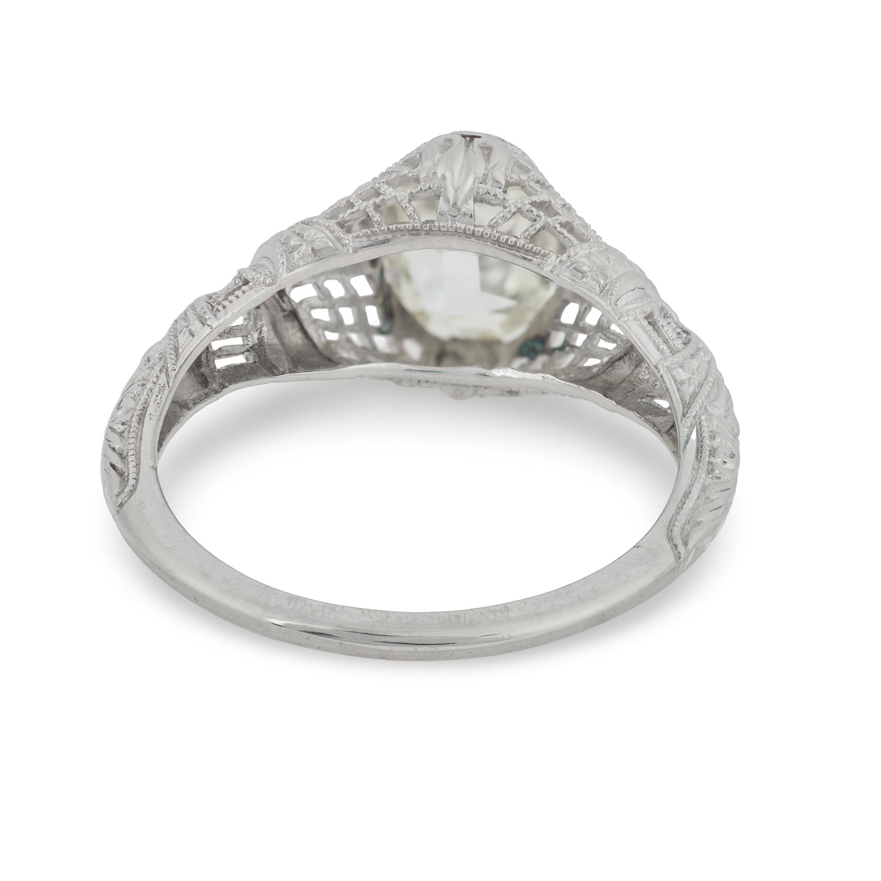 Art Deco 18k GIA Diamond Engagement Ring 1ct