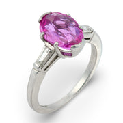 Retro Platinum GIA Sapphire & Diamond Ring