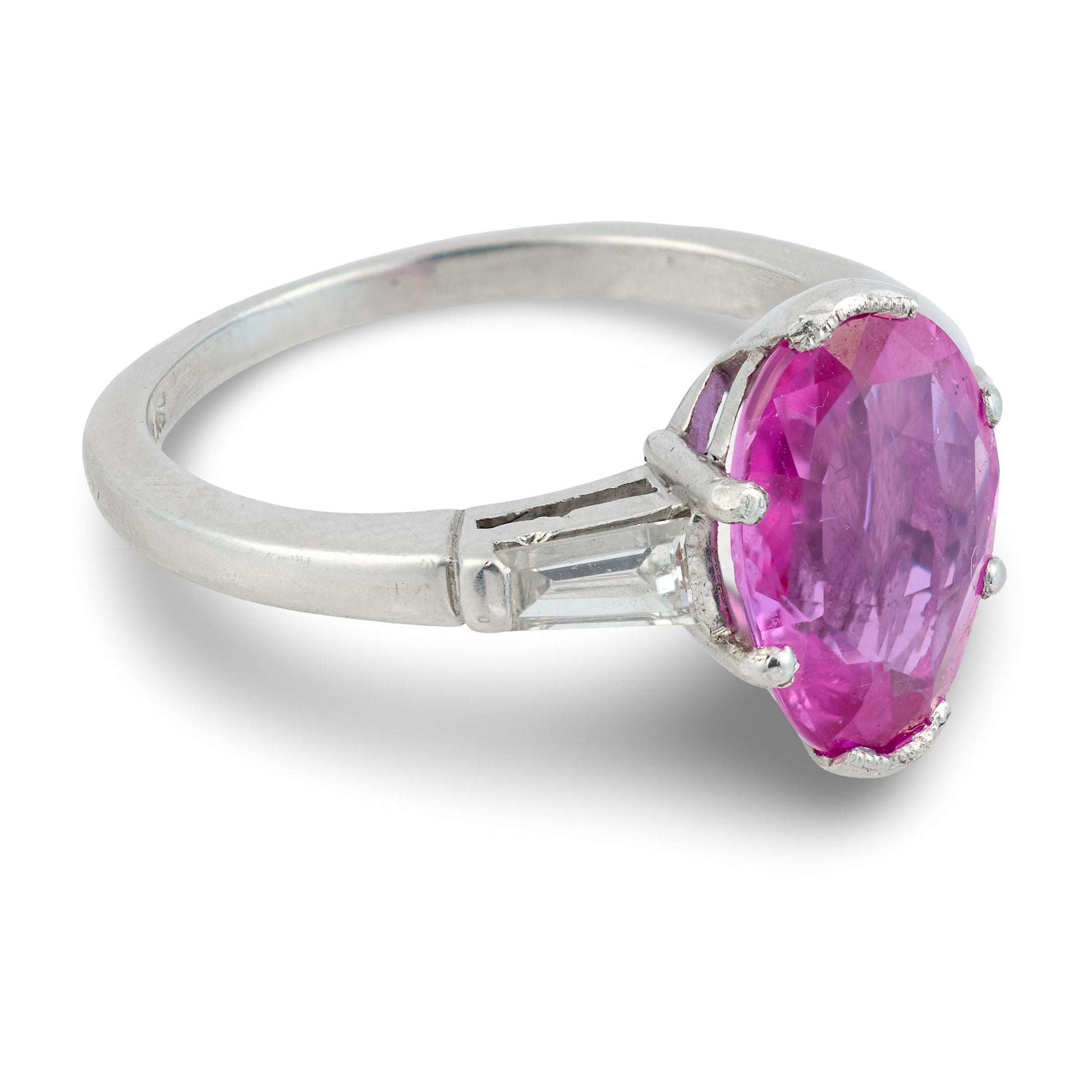 Retro Platinum GIA Sapphire & Diamond Ring