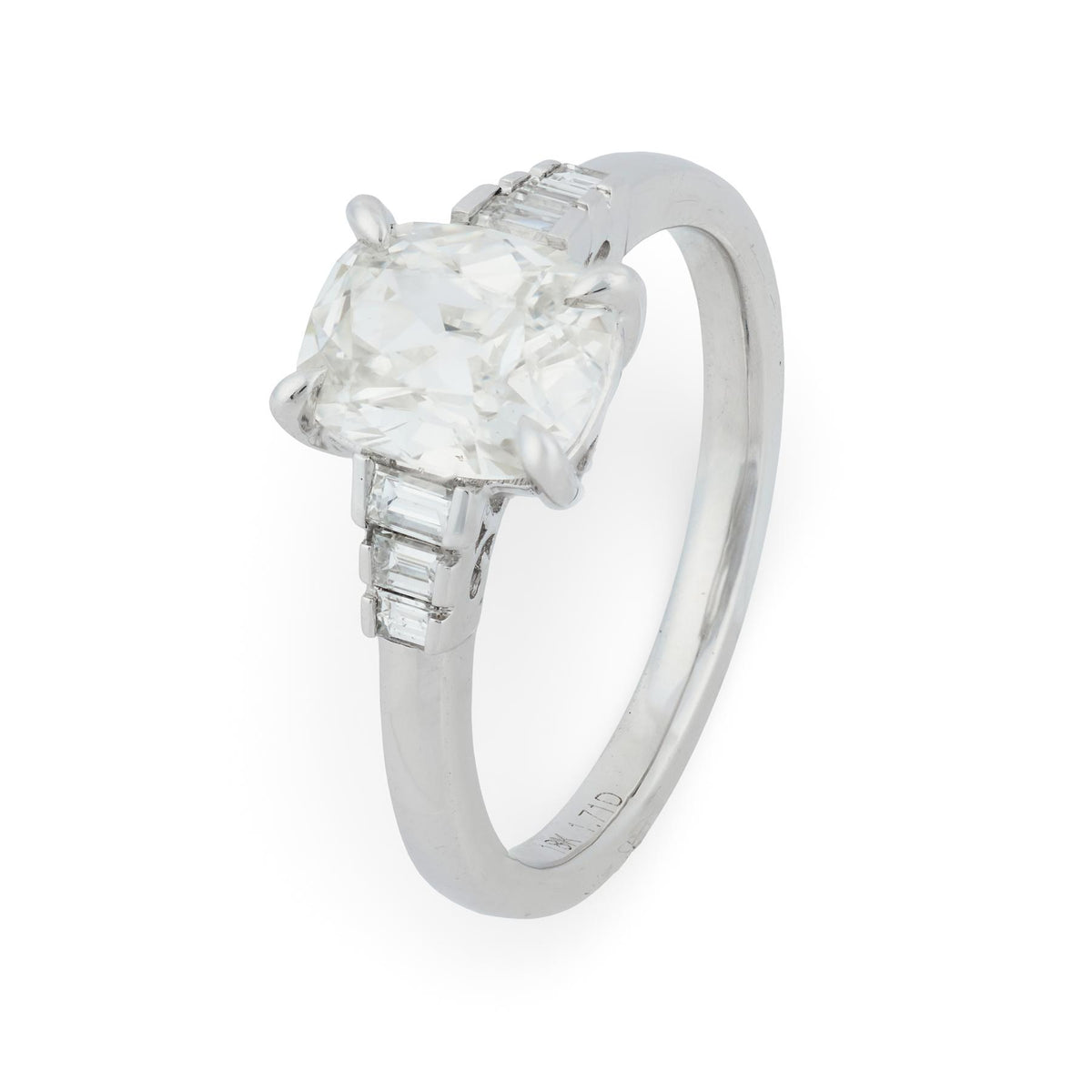 "Art Deco" 18k GIA Diamond Engagement Ring 1.52ct