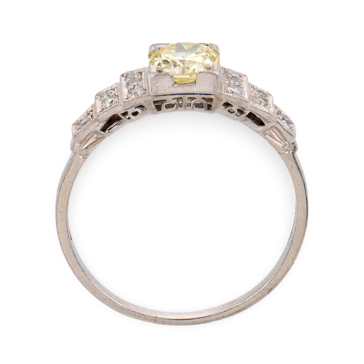 EMPIRE Art Deco Platinum Diamond Engagement Ring .65ct