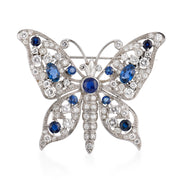 Estate Platinum Sapphire & Diamond Butterfly-Motif Pin