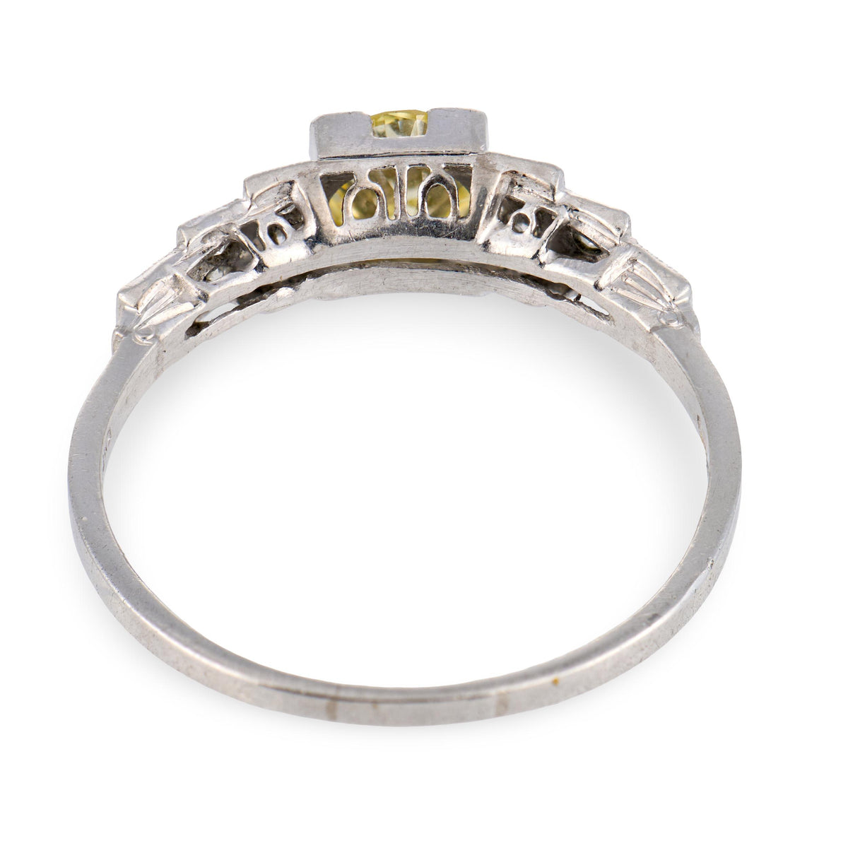 EMPIRE Art Deco Platinum Diamond Engagement Ring .65ct
