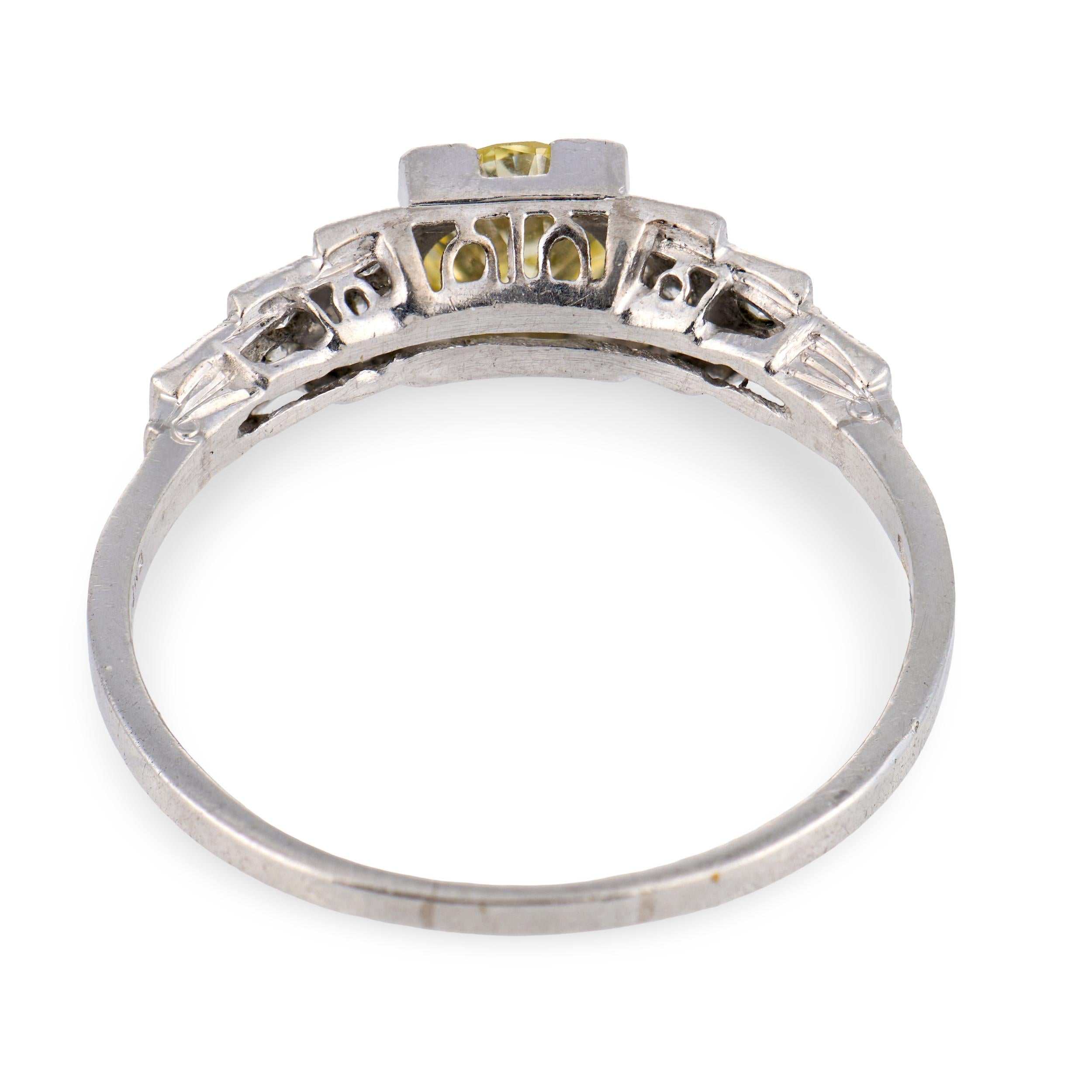 EMPIRE Art Deco Platinum Diamond Engagement Ring .65ct