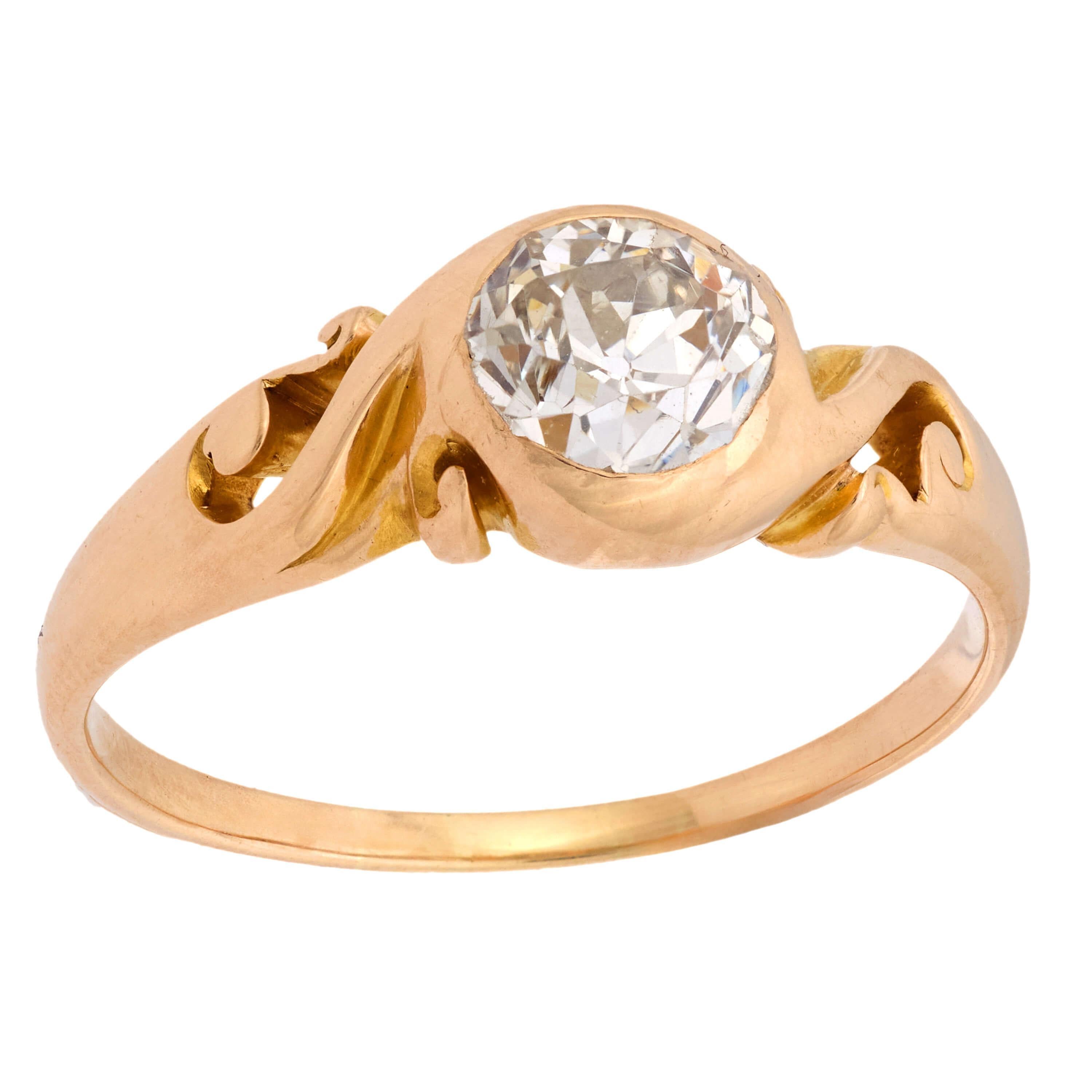 Edwardian 18k Diamond Engagement Ring .90ct