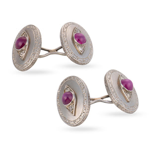 Art Deco Platinum Sapphire & Diamond Cufflinks