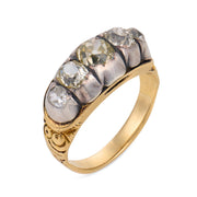 Victorian 18k/Sterling Silver Diamond Five Stone Ring