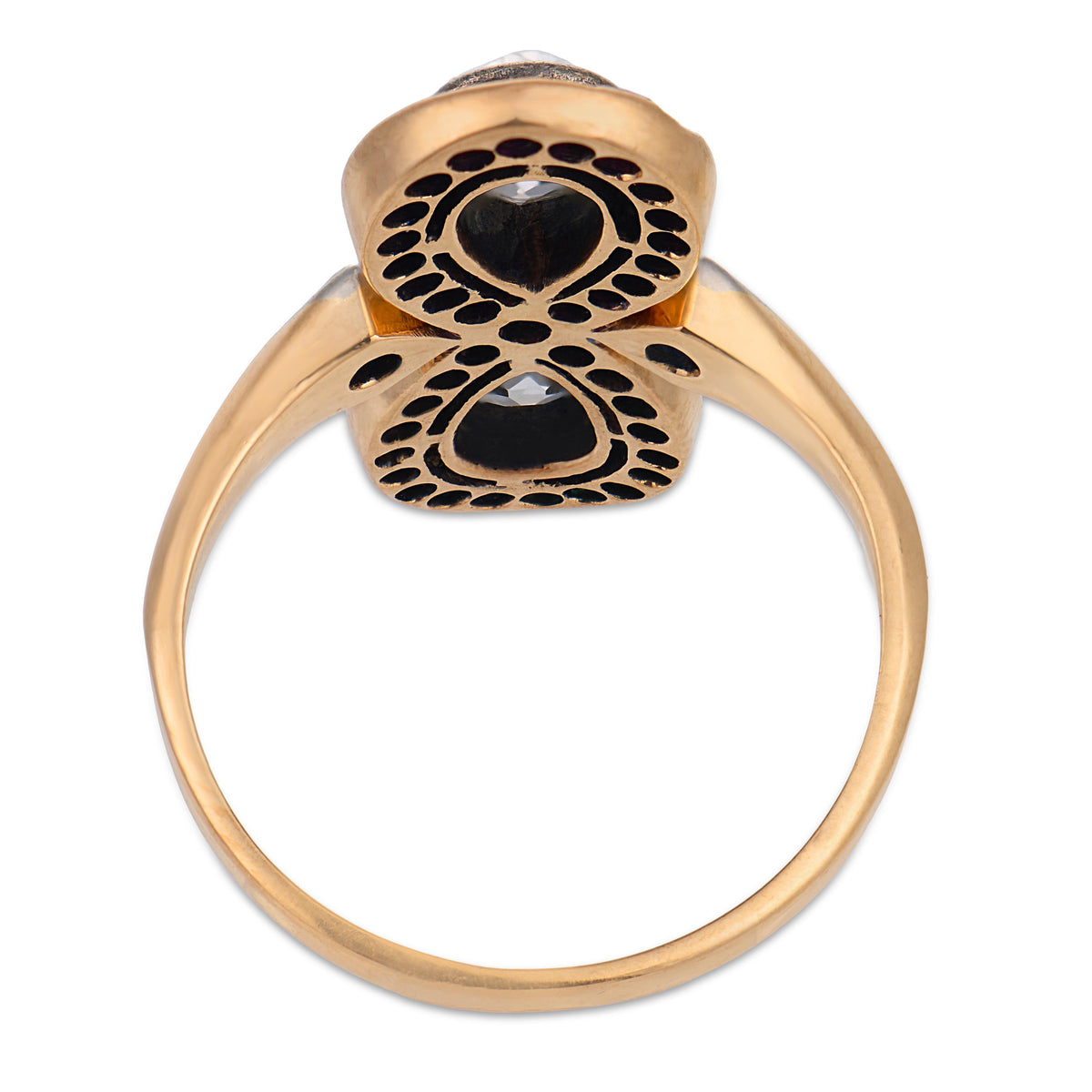 Edwardian 14k Diamond, Ruby, & Emerald "Moi et Toi" Bypass Ring
