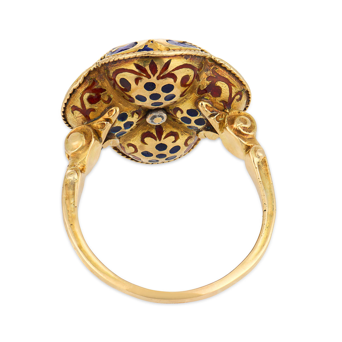 Victorian 14k Diamond & Enamel Clover-Motif Ring