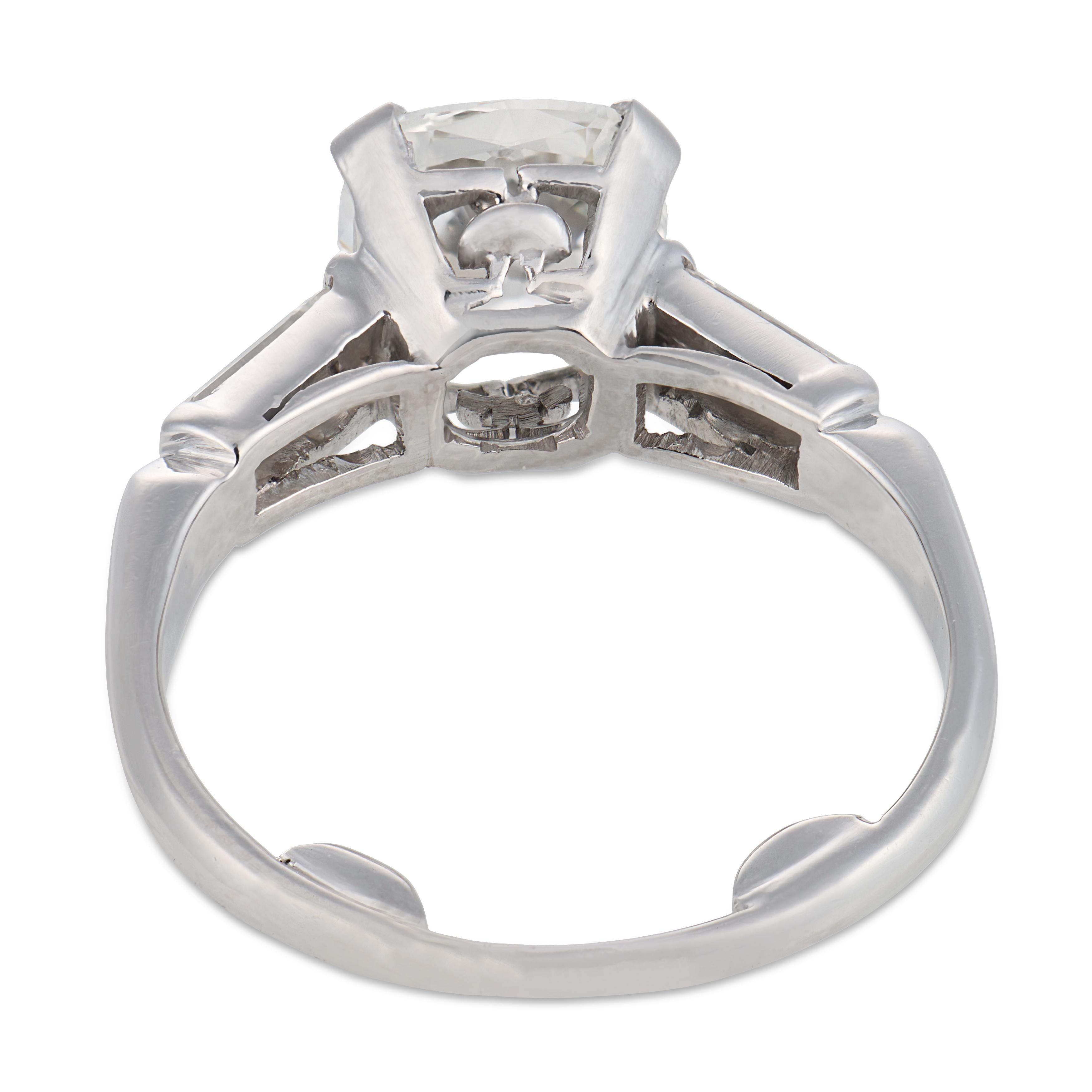 Retro Platinum GIA Diamond Engagement Ring 1.51ct