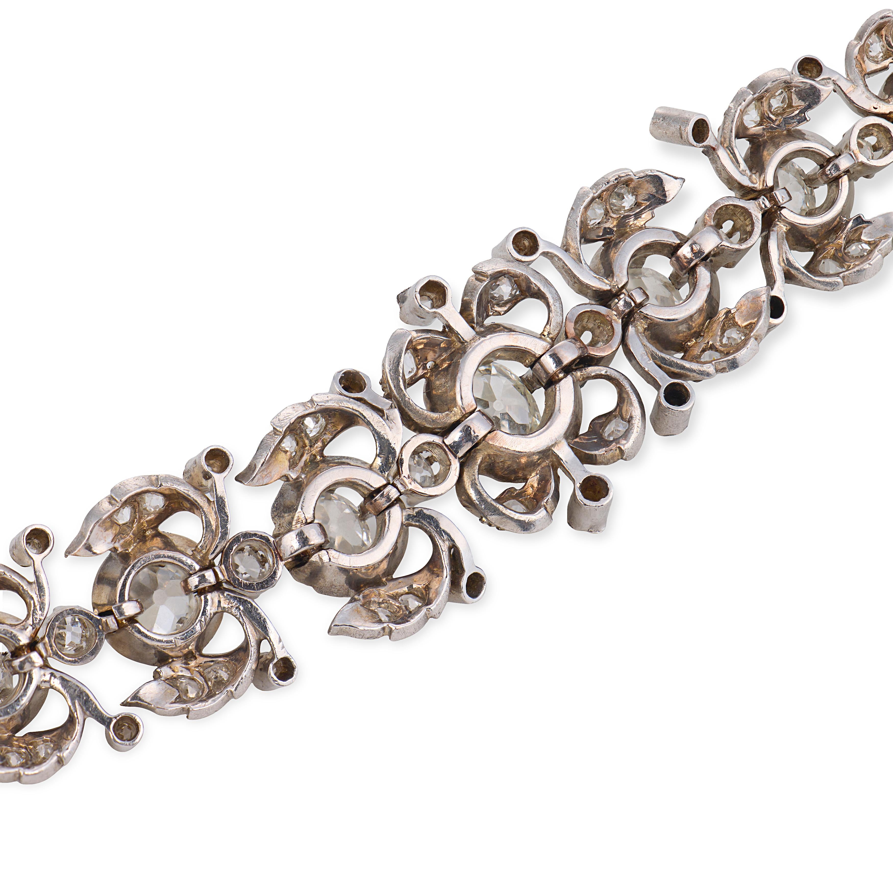 Georgian 9k/Sterling Silver Diamond Link Bracelet